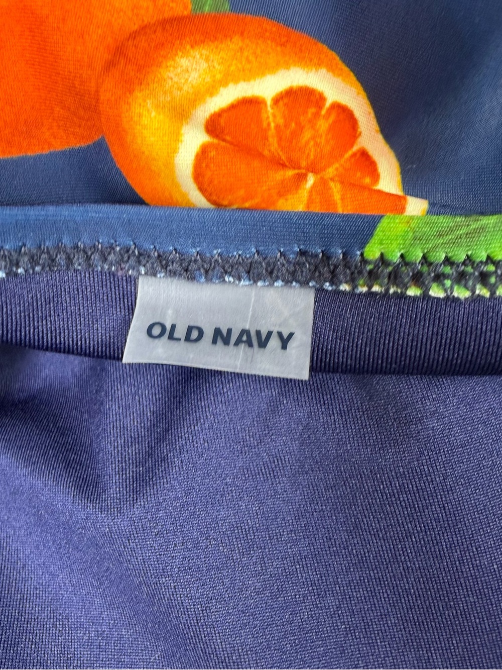 Old Navy Orange Fruit Print One Piece Swimsuit Blue Halter XL NWT - Picture 6 of 9